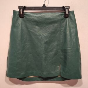 Hollister Women's Green Faux Leather High Rise Pencil Mini Skirt W/ Slit Sz M